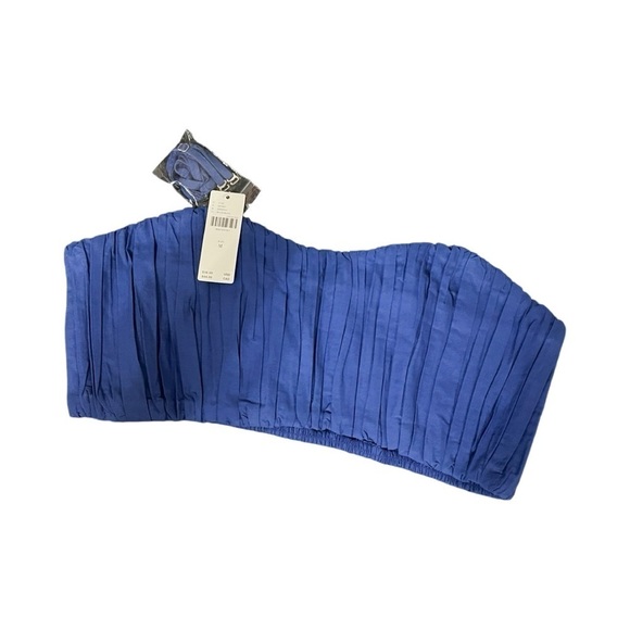 NWT ANTHROPOLOGIE Poplin Ruched Strapless Mini Crop Top Cobalt Blue Sz M - Picture 4 of 7